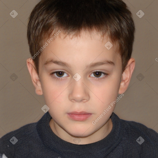 Neutral white child male with short  brown hair and brown eyes