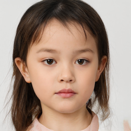 Neutral white child female with medium  brown hair and brown eyes