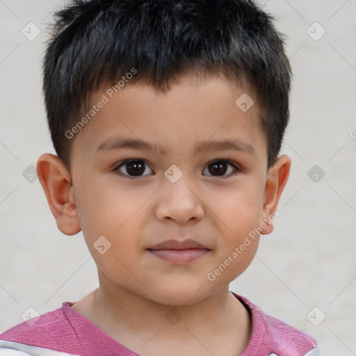 Neutral white child male with short  brown hair and brown eyes