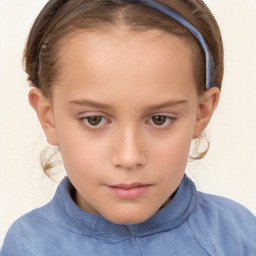 Neutral white child female with short  brown hair and brown eyes