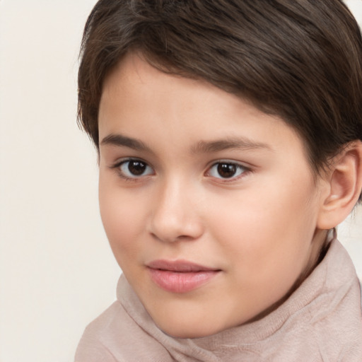 Neutral white child female with medium  brown hair and brown eyes