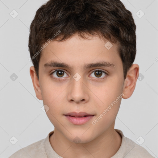 Neutral white child male with short  brown hair and brown eyes