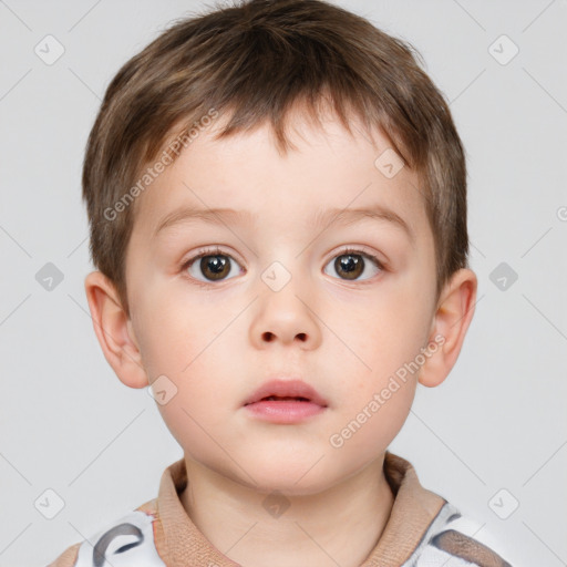 Neutral white child male with short  brown hair and brown eyes