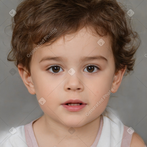 Neutral white child male with short  brown hair and brown eyes