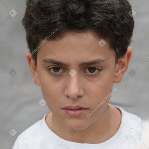 Neutral white child male with short  brown hair and brown eyes