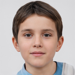 Neutral white child male with short  brown hair and brown eyes