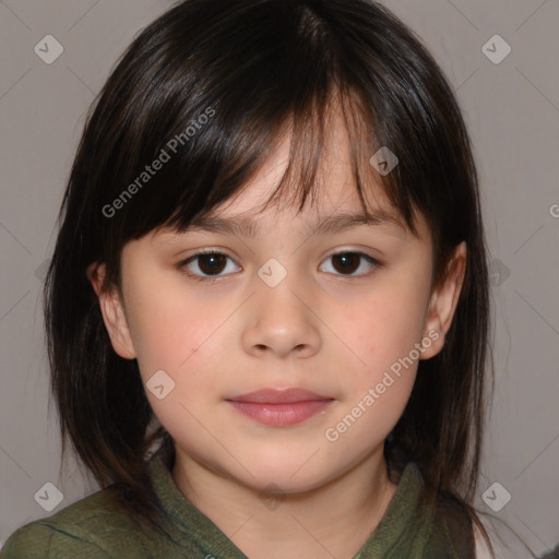 Neutral white child female with medium  brown hair and brown eyes