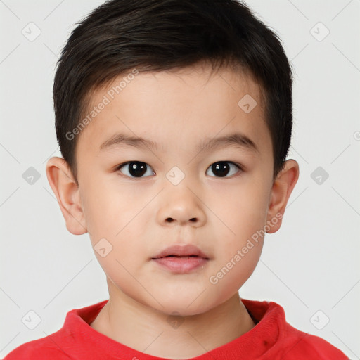 Neutral white child male with short  brown hair and brown eyes