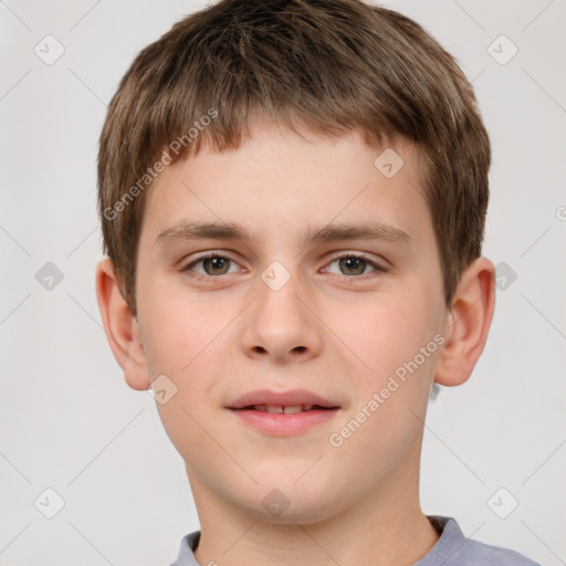 Neutral white child male with short  brown hair and brown eyes