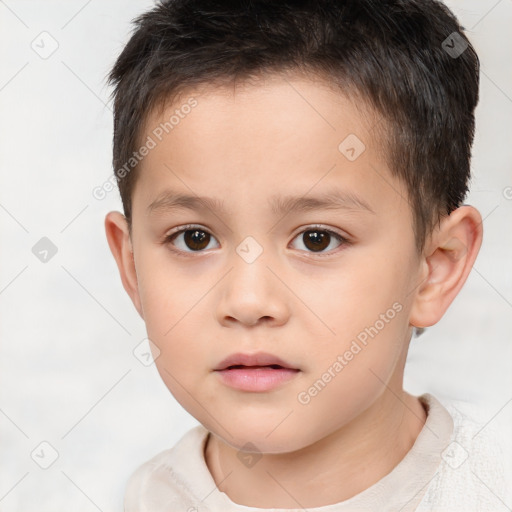 Neutral white child male with short  brown hair and brown eyes