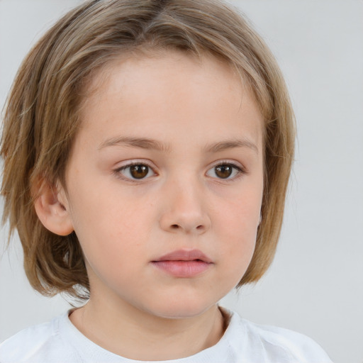 Neutral white child female with medium  brown hair and brown eyes