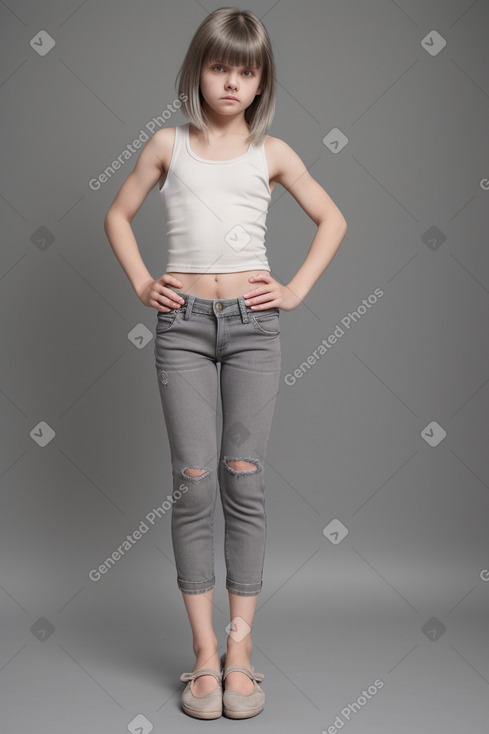 Latvian child girl with  gray hair