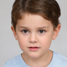 Neutral white child female with short  brown hair and brown eyes