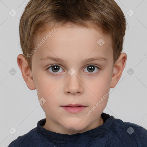 Neutral white child male with short  brown hair and brown eyes