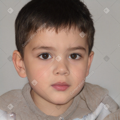 Neutral white child male with short  brown hair and brown eyes