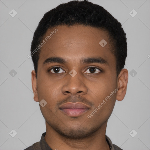 Neutral latino young-adult male with short  brown hair and brown eyes