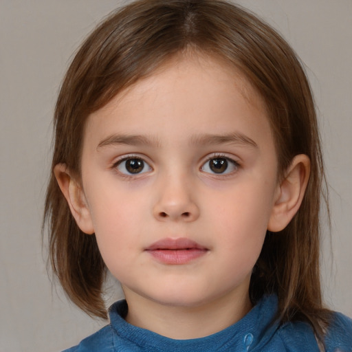 Neutral white child female with medium  brown hair and brown eyes