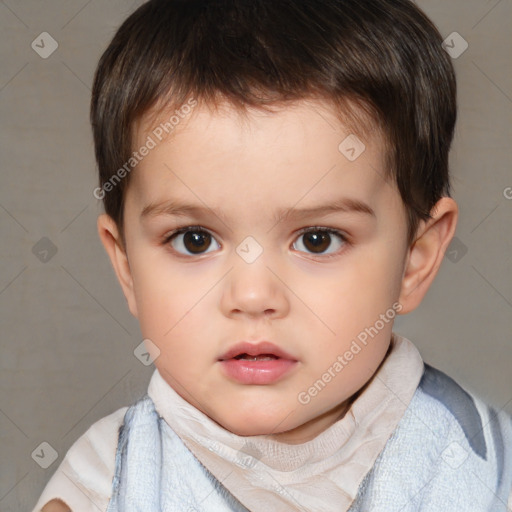 Neutral white child male with short  brown hair and brown eyes