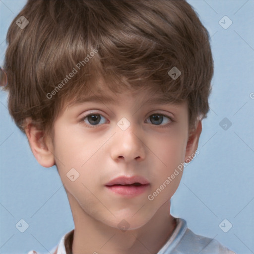 Neutral white child male with short  brown hair and brown eyes