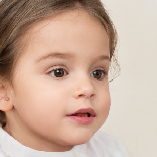 Neutral white child female with medium  brown hair and brown eyes