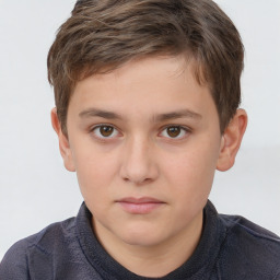 Neutral white child male with short  brown hair and brown eyes