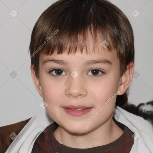 Neutral white child male with short  brown hair and brown eyes