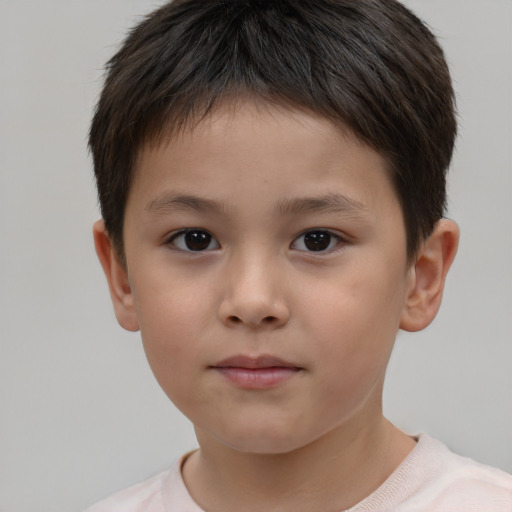 Neutral white child female with short  brown hair and brown eyes
