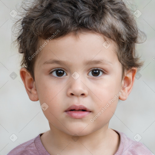 Neutral white child male with short  brown hair and brown eyes