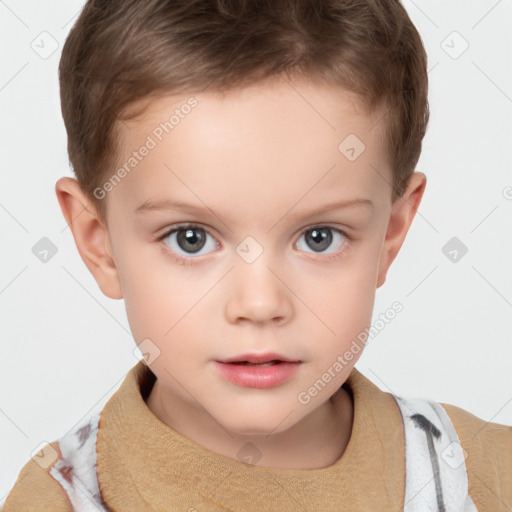 Neutral white child female with short  brown hair and brown eyes