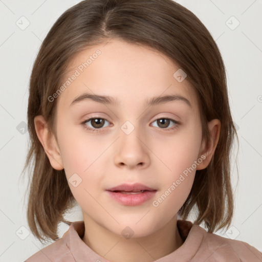 Neutral white child female with medium  brown hair and brown eyes