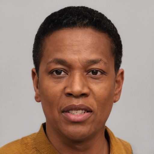 Joyful latino adult male with short  brown hair and brown eyes
