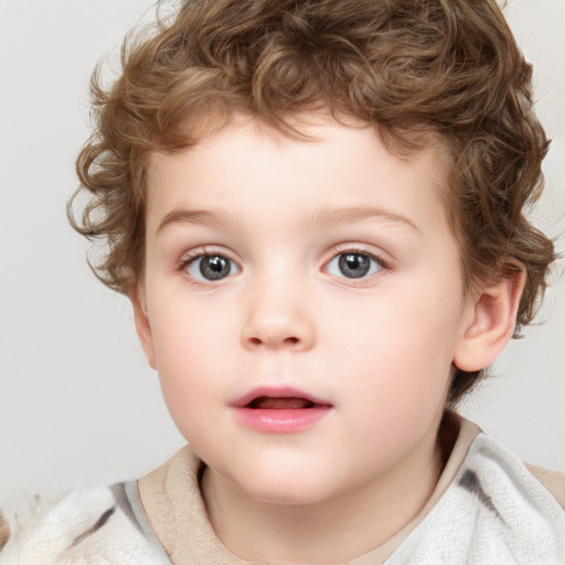 Neutral white child male with short  brown hair and brown eyes