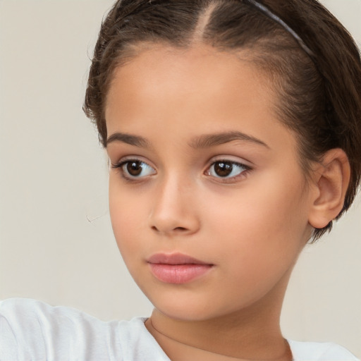 Neutral white child female with short  brown hair and brown eyes