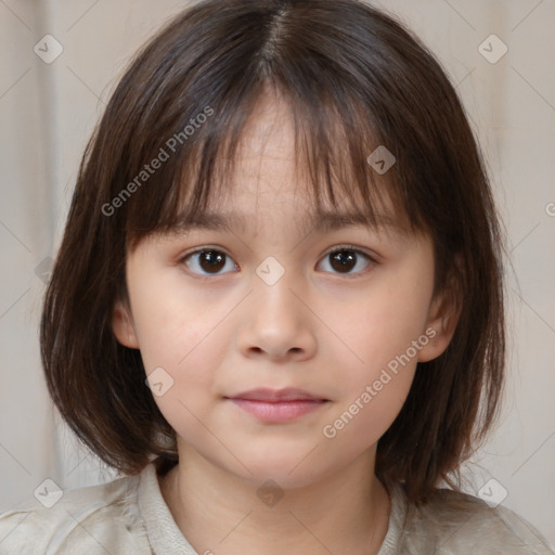 Neutral white child female with medium  brown hair and brown eyes