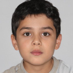 Neutral asian child male with short  brown hair and brown eyes