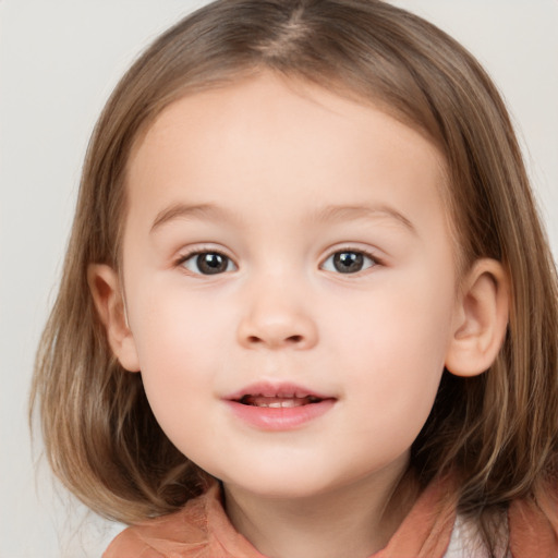 Neutral white child female with medium  brown hair and brown eyes