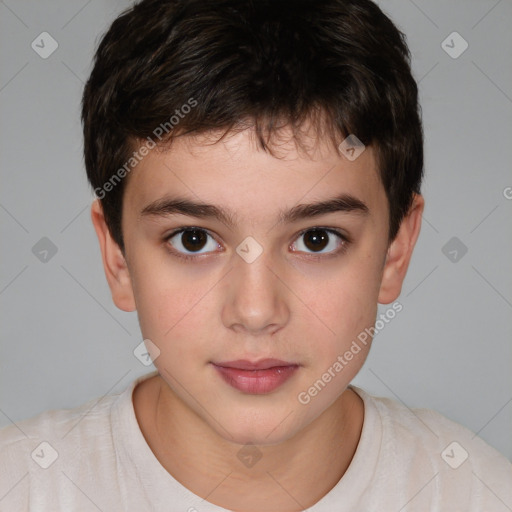 Neutral white child male with short  brown hair and brown eyes