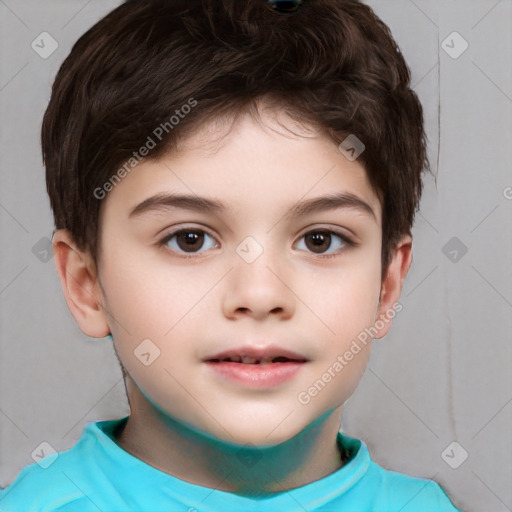 Neutral white child male with short  brown hair and brown eyes