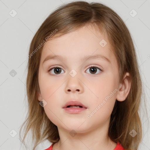 Neutral white child female with medium  brown hair and brown eyes