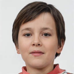 Neutral white young-adult female with short  brown hair and brown eyes