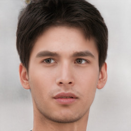 Neutral asian young-adult male with short  brown hair and brown eyes