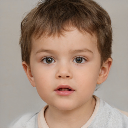 Neutral white child male with short  brown hair and brown eyes