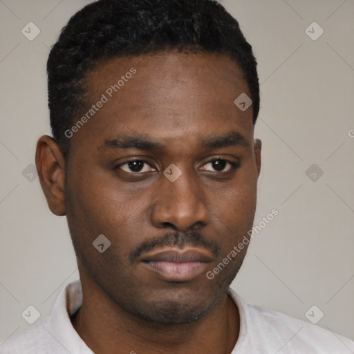 Neutral black young-adult male with short  brown hair and brown eyes