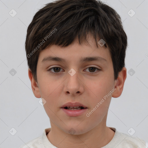 Neutral white child male with short  brown hair and brown eyes