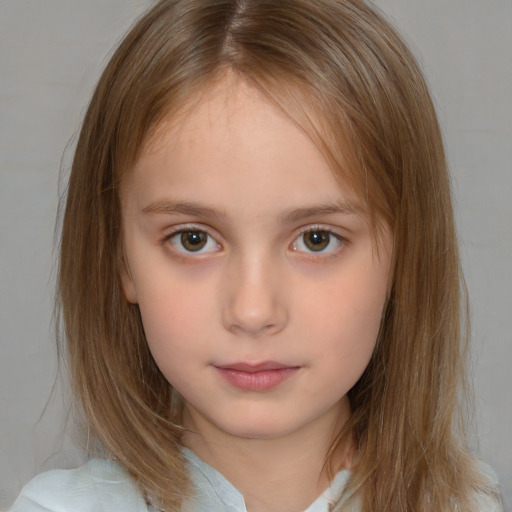 Neutral white child female with medium  brown hair and brown eyes