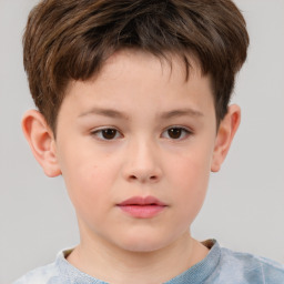 Neutral white child male with short  brown hair and brown eyes