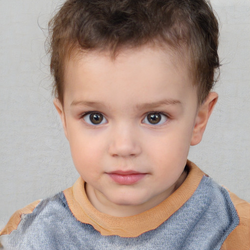 Neutral white child male with short  brown hair and brown eyes