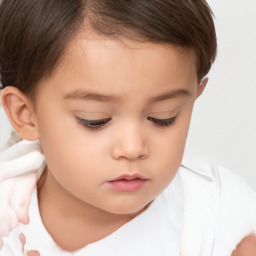 Neutral white child female with short  brown hair and brown eyes