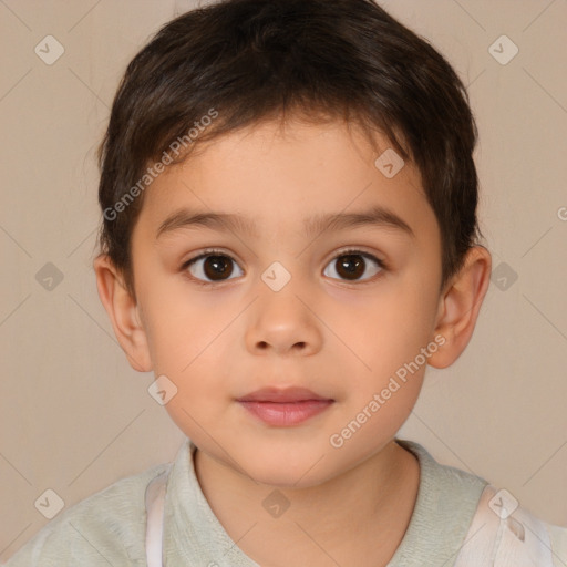 Neutral white child male with short  brown hair and brown eyes