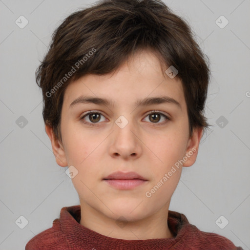 Neutral white child male with short  brown hair and brown eyes